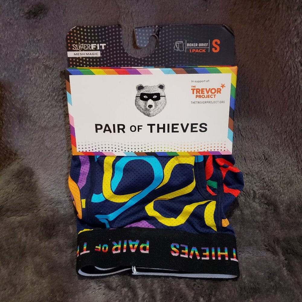 Pair of Thieves Men's Rainbow Abstract Print Super Fit Boxer Briefs SMALL